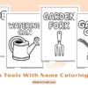 Garden Tools With Name Coloring Pages for Kids