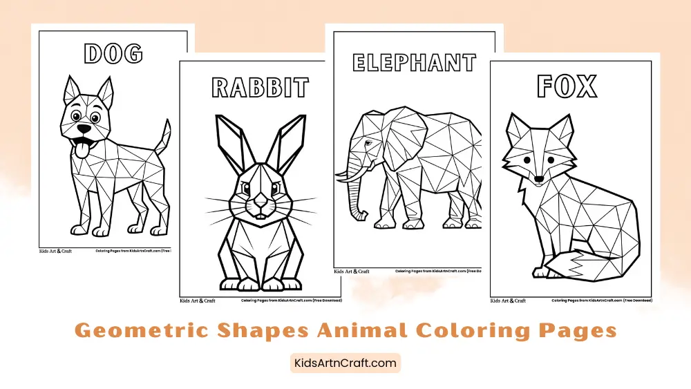 Geometric Shapes Animal Coloring Pages for Kids