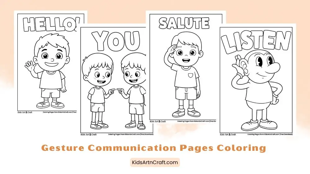 Gesture Communication Coloring Pages for Kids