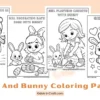 Cute Girl and Bunny Coloring Pages for Kids