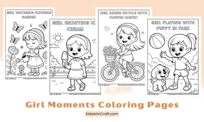 Sweet Girl Moments Coloring Pages for Kids