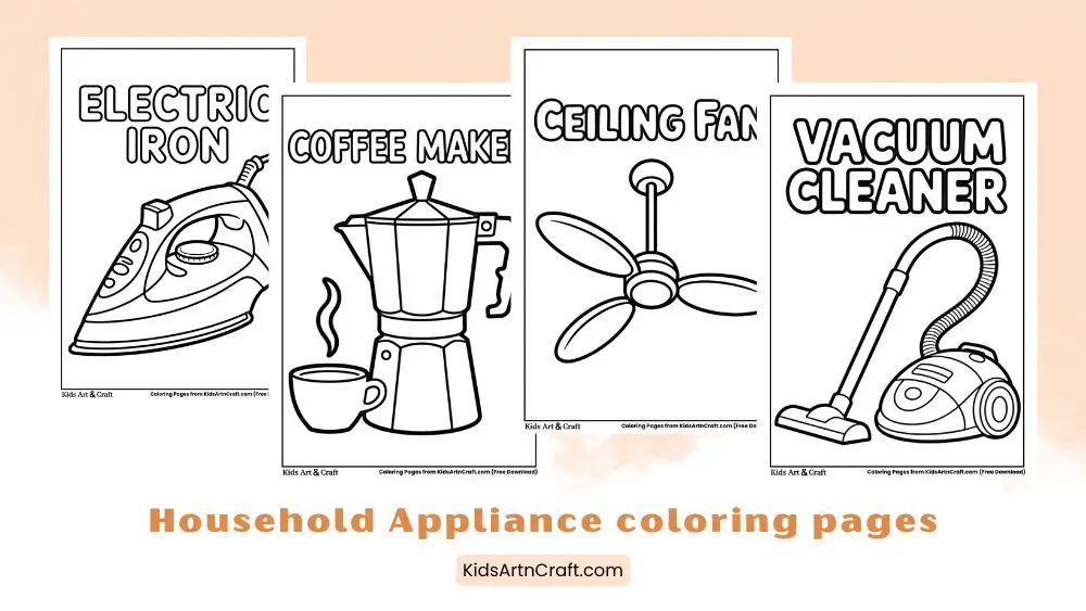 Simple Household Appliance Coloring Pages for Kids