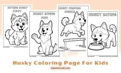 Husky Puppy Coloring Pages for Kids