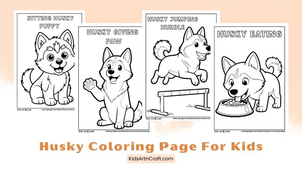 Husky Puppy Coloring Pages for Kids