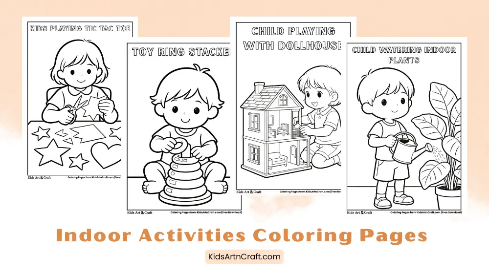 Indoor Activities Coloring Pages for Kids