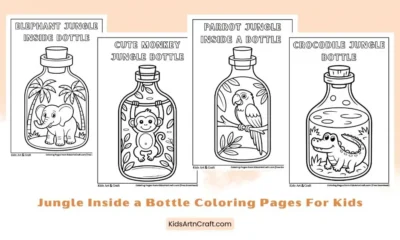 Jungle Inside a Bottle Coloring Pages for Kids