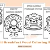 Kawaii Breakfast Food Coloring Pages for Kids