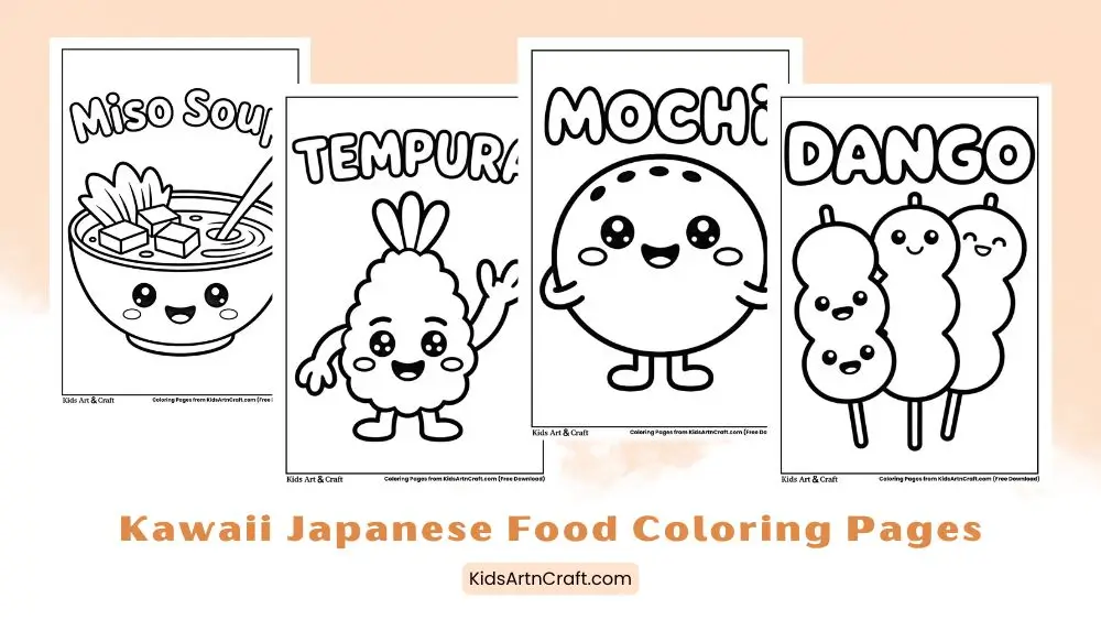 Kawaii Japanese Food Coloring Pages for Kids