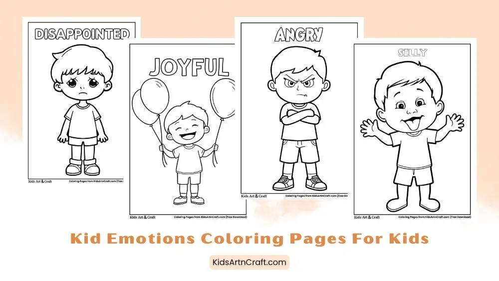 Kid Emotions Coloring Pages for Kids