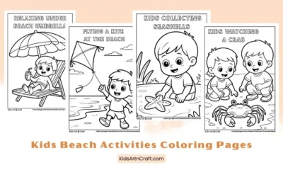 Fun Beach Activities Coloring Pages for Kids