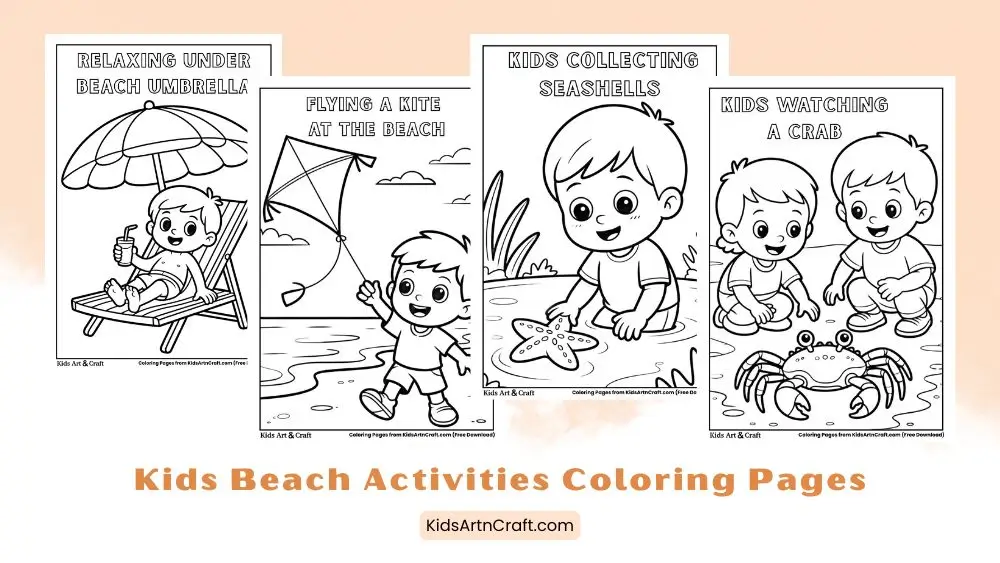 Fun Beach Activities Coloring Pages for Kids