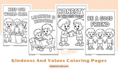 Kindness And Values Coloring Pages for Kids