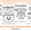 Kawaii Kitchen Utencil Coloring Pages for Kids