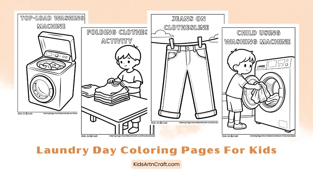 Laundry Day Coloring Pages for Kids