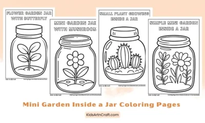 Mini Garden Inside a Jar Coloring Pages for Kids