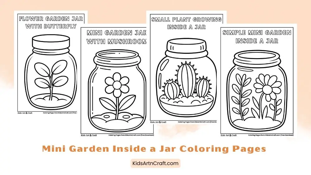 Mini Garden Inside a Jar Coloring Pages for Kids