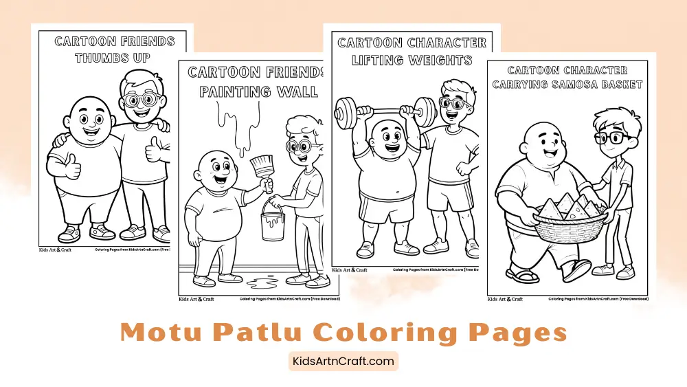 Cute Motu Patlu Coloring Pages for Kids