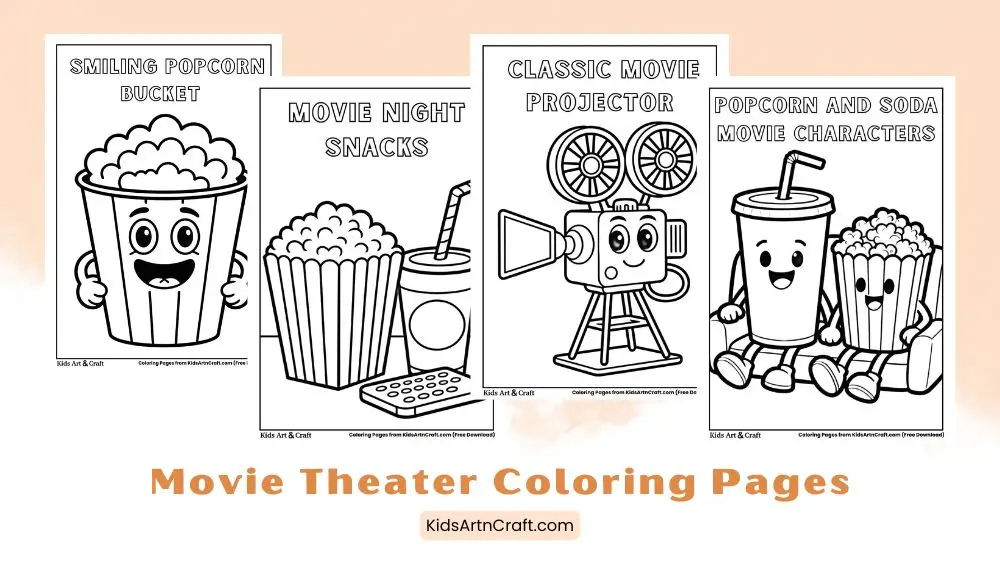 Movie Theater Fun Coloring Pages for Kids