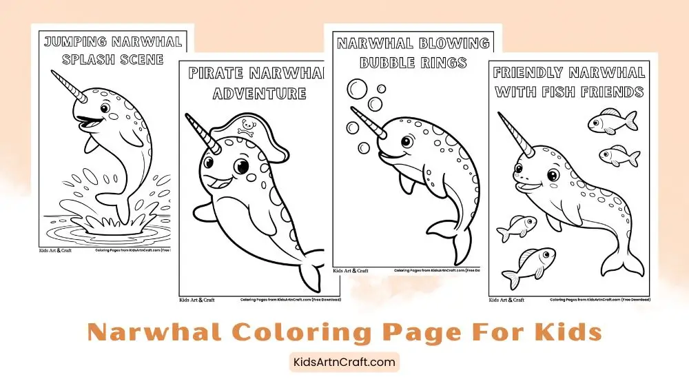 Narwhal Animal Coloring Pages for Kids