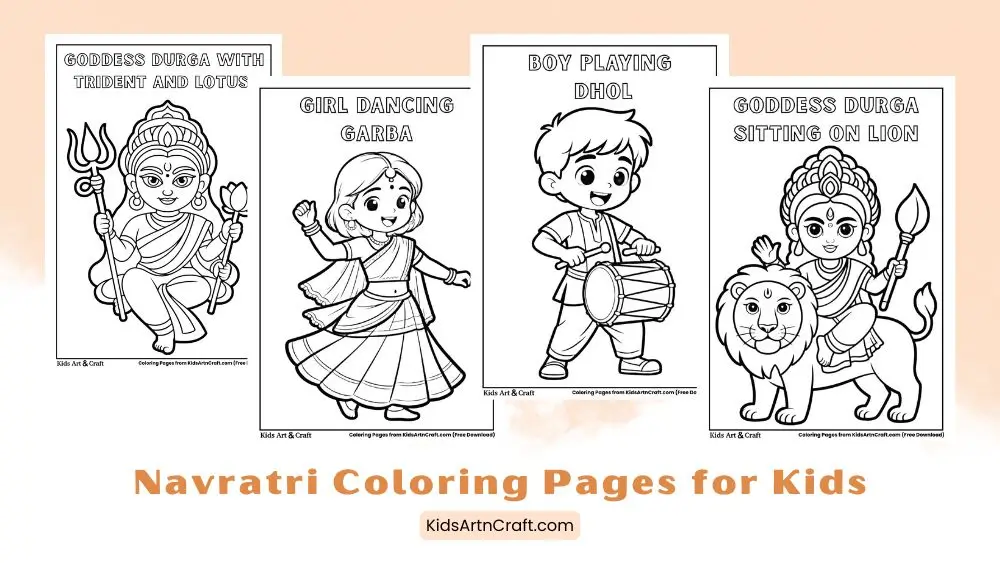 Navratri Festival Coloring Pages for Kids