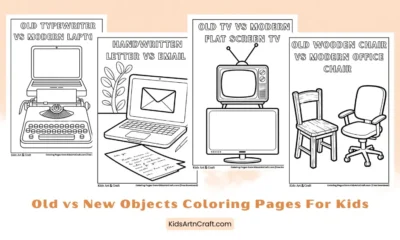 Old vs New Objects Coloring Pages for Kids