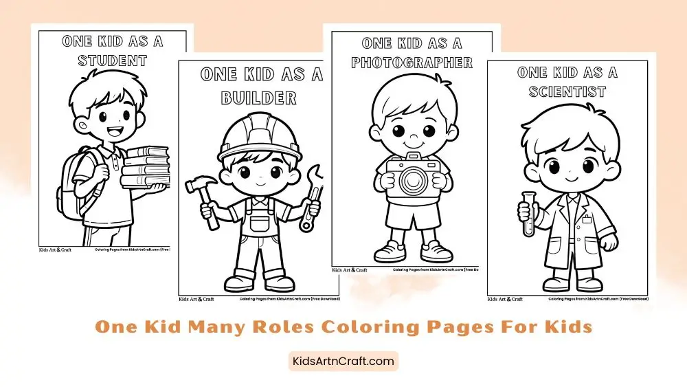 One Kid Many Roles Coloring Pages for Kids