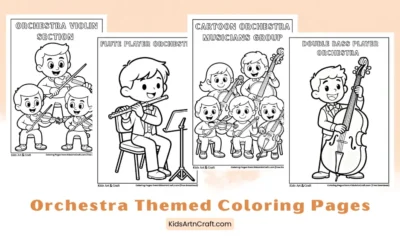 Orchestra Themed Coloring Pages for Kids