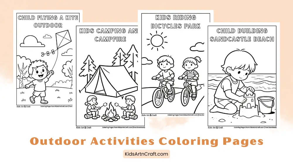 Outdoor Activities Coloring Pages for Kids