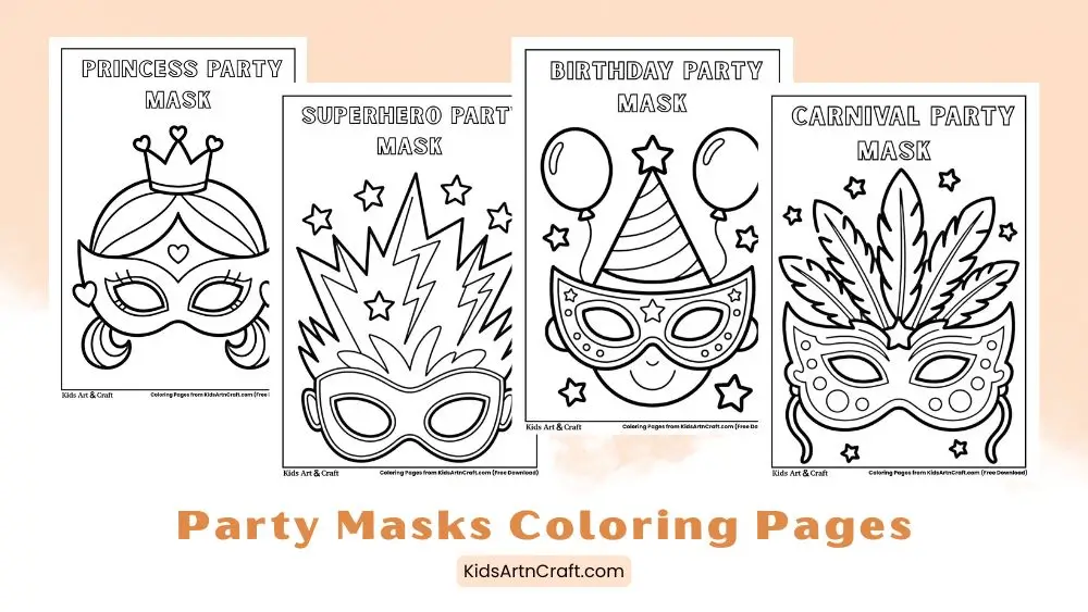 Party Masks Coloring Pages for Kids