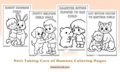 Pets Taking Care of Humans Coloring Pages for Kids