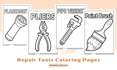 Simple Repair Tools Coloring Pages for Kids