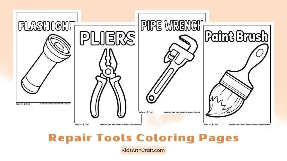Simple Repair Tools Coloring Pages for Kids