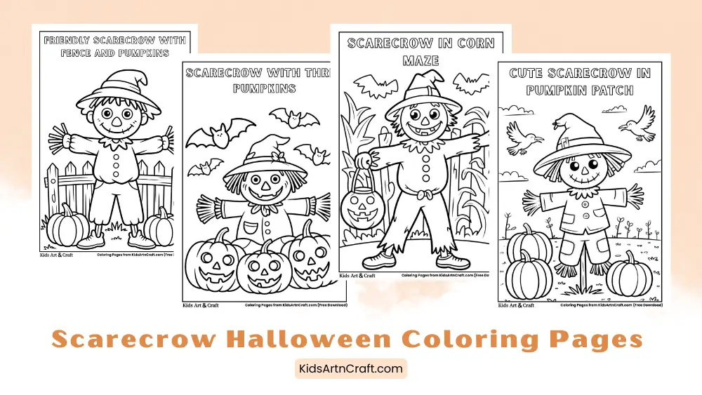 Scarecrow Coloring Pages for Halloween