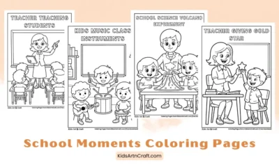 Fun School Moments Coloring Pages for Kids