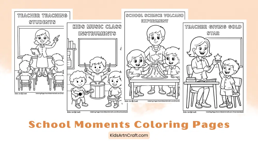 Fun School Moments Coloring Pages for Kids