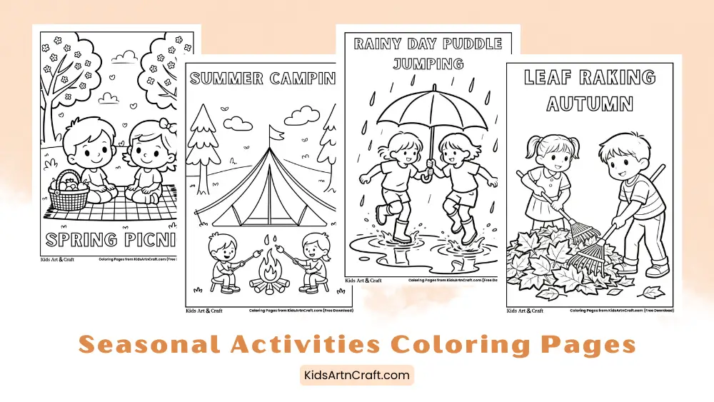 Seasonal Activities Coloring Pages for Kids