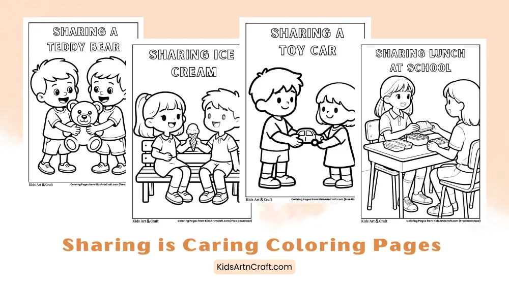 Sharing is Caring Coloring Pages for Kids