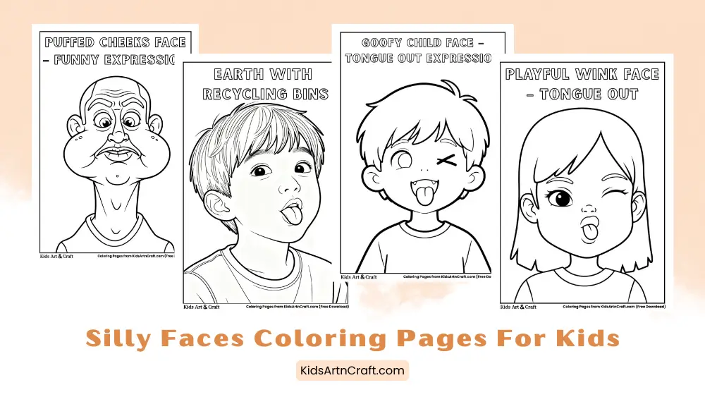 Silly Faces Coloring Pages for Kids