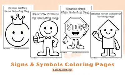Simple Signs & Symbols Coloring Pages for Kids