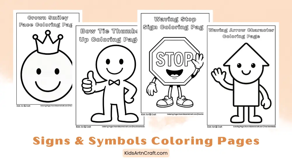 Simple Signs & Symbols Coloring Pages for Kids