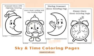 Sky & Time (Easy Draw) Coloring Pages for Kids