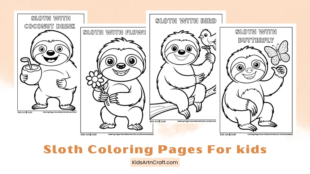 Sloth Coloring Pages for Kids