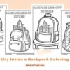 Small City Inside a Backpack Coloring Pages for Kids
