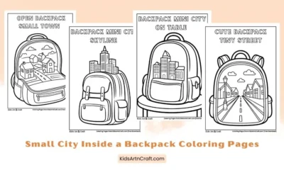Small City Inside a Backpack Coloring Pages for Kids