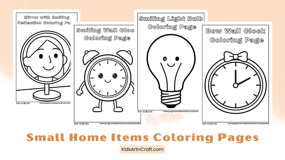 Small Home Items Coloring Page for Kids