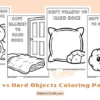 Soft vs Hard Objects Coloring Pages for Kids
