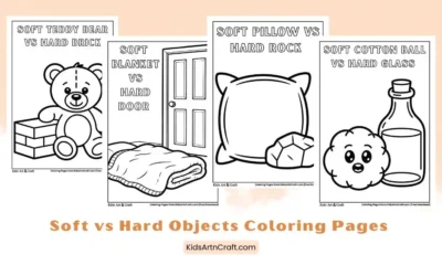 Soft vs Hard Objects Coloring Pages for Kids