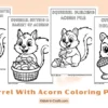 Free Squirrel with Acorn Coloring Pages for Kids Printable