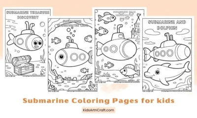 Simple Submarine Coloring Pages for Kids