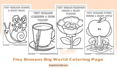 Tiny Humans Big World Coloring Pages for Kids